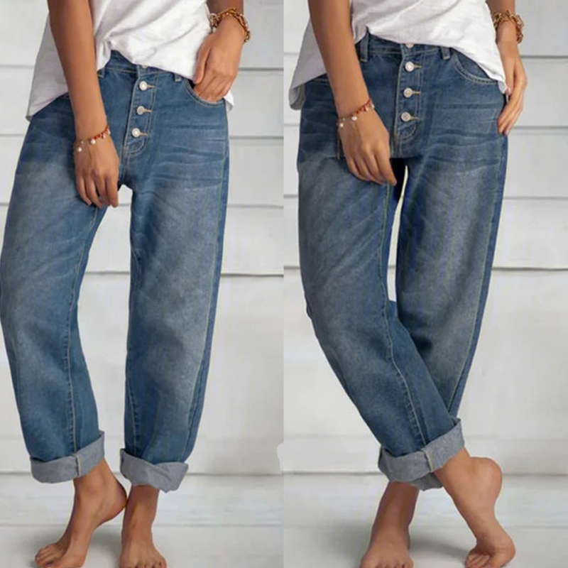 Jeans taille haute à jambe large pour femmes, pantalons droits, mode rétro, grande taille, vêtements de travail simples et fins, jeans boyfriend