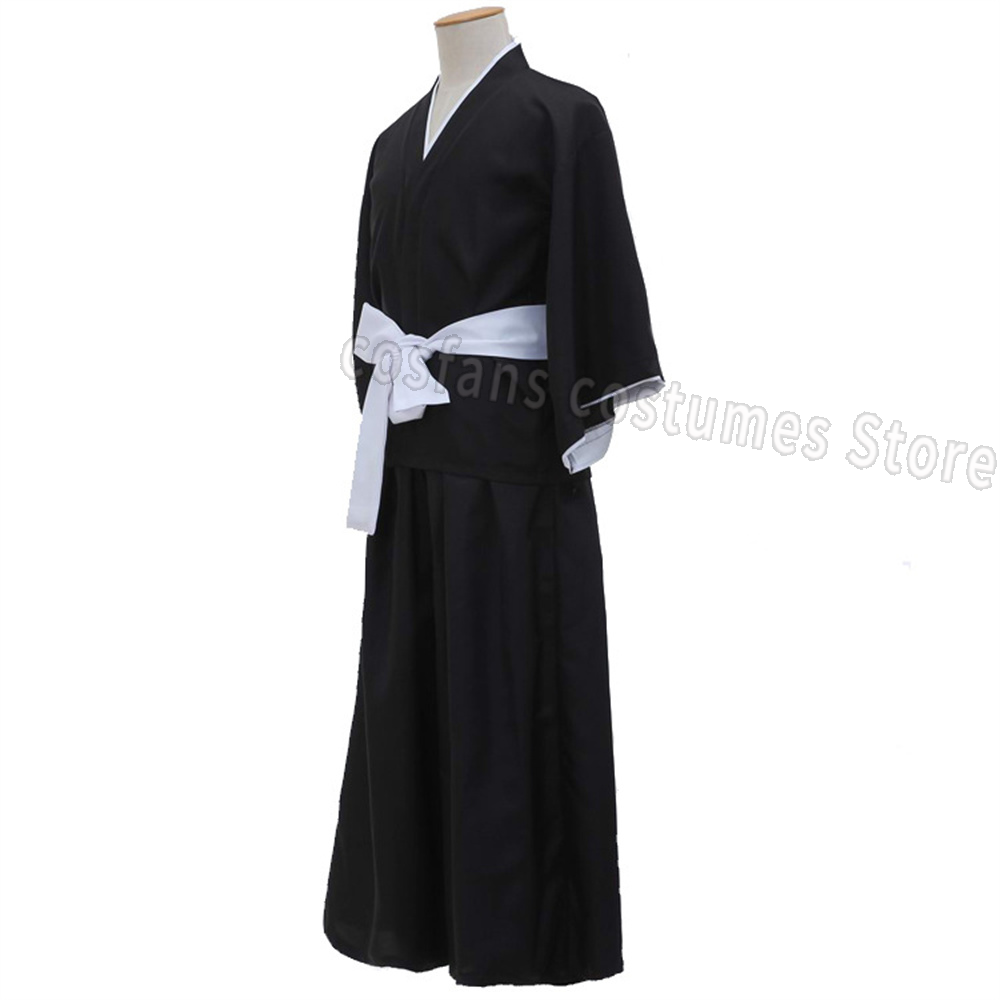 Costume de jeu de rôle samouraï, kimono noir de style japonais, comprenant un haut à manches, un hakama ample, costume de fête d'Halloween et de carnaval