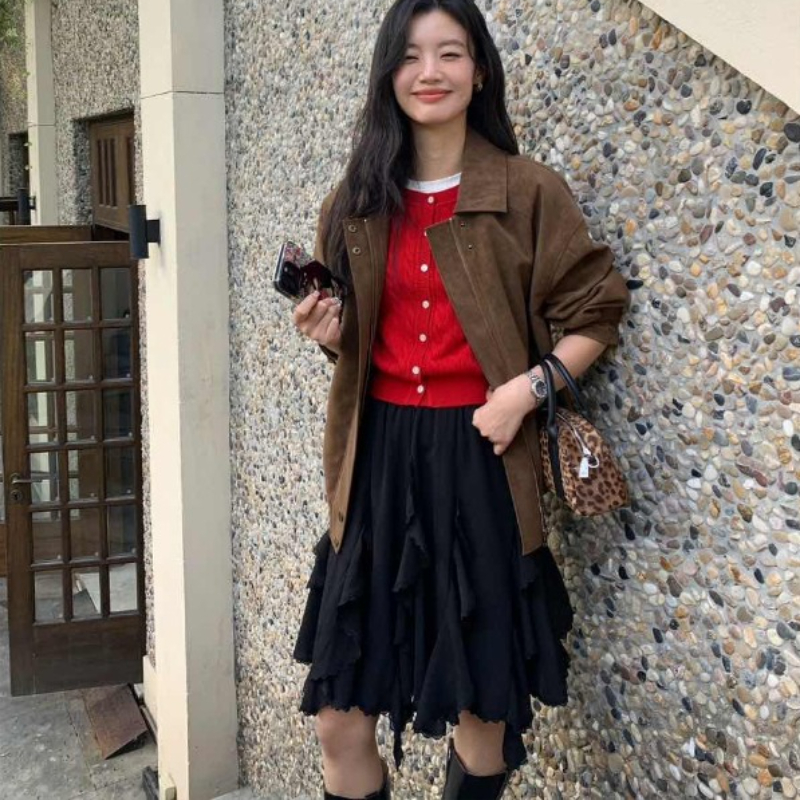 Deeptown Style coréen doux Tulle jupe femmes Fairycore élégant dentelle à volants jupes Vintage irrégulière Streetwear couches jupes