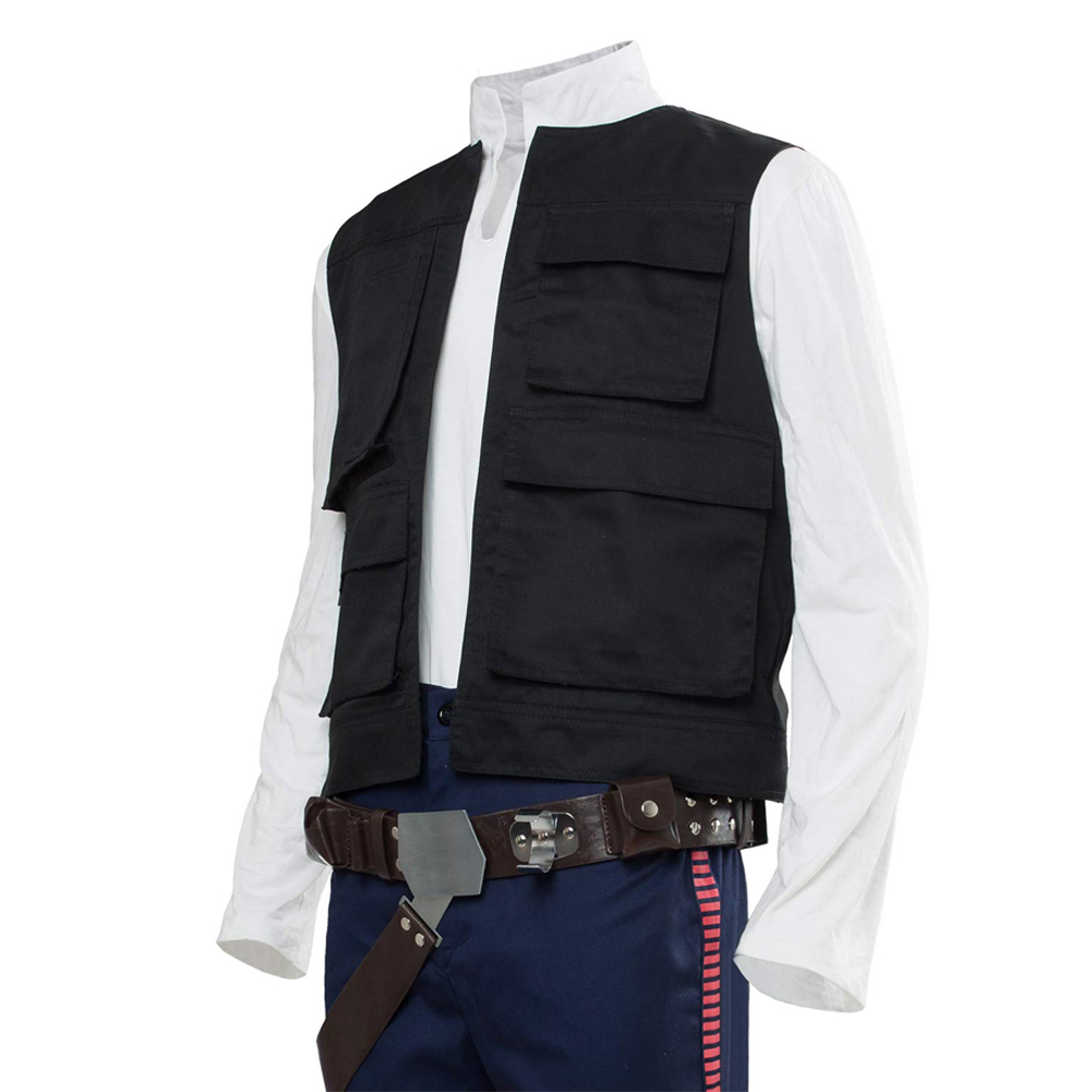 Costume de Cosplay Han Solo Fantaisie avec Ceinture, Tenue de Bataille Spatiale du Film, Déguisement pour Hommes, Vêtement de Fête d'Halloween et de Carnaval