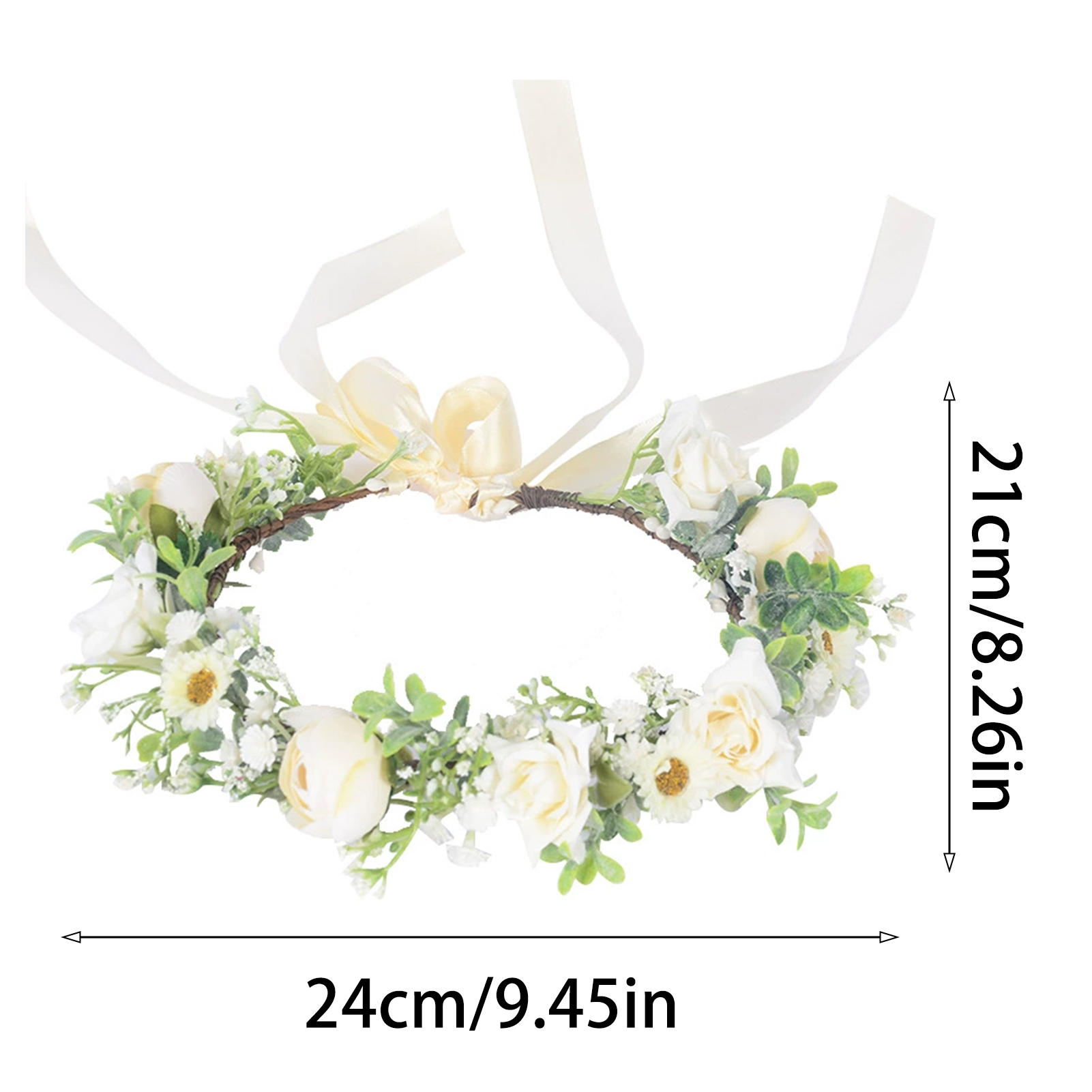 Serre-tête bohème en fleurs artificielles de gypsophile, couronne florale faite à la main, accessoire de cheveux pour mariage, photographie, fête, style fille