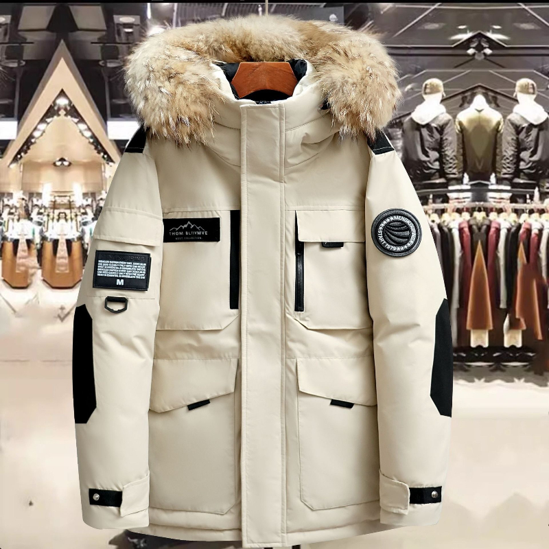 Nouveau hiver hommes à capuche col de fourrure manteaux en duvet de canard de haute qualité manteaux imperméables mode Parkas mâle décontracté chaud doudoune