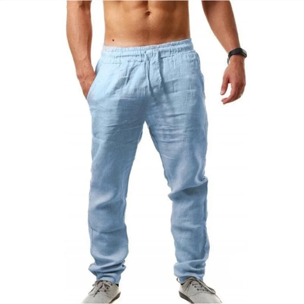 Pantalons décontractés pour hommes été mâle respirant haute qualité pantalon de survêtement couleur unie pantalons de Fitness Jogging Fitness Streetwear