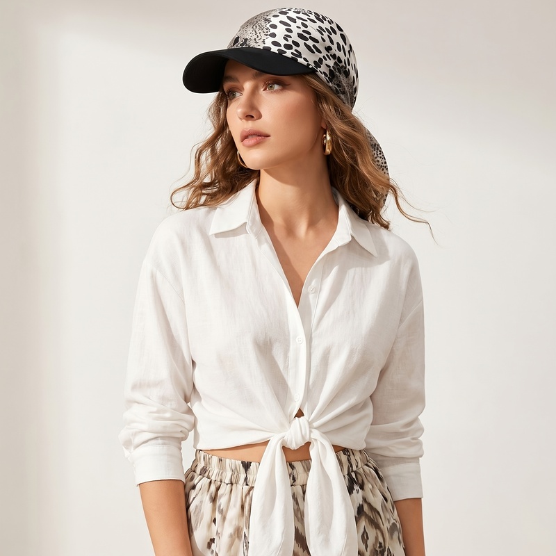 Chapeau de soleil carré pour femme avec écharpe intégrée, chapeau de plage d'été avec bord et attaches