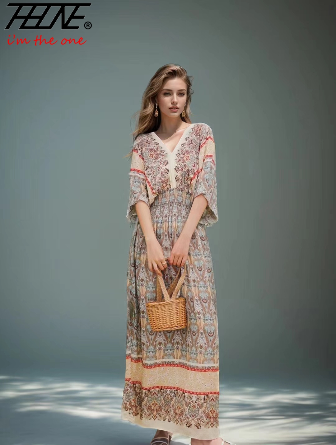 THBATHNE-Robe Indienne pour Femme, Tenue Éducative, Maxi, Longue, Décontractée, Plage, Coréenne, Florale, Coton, Lin, Été, Boho, Bohème