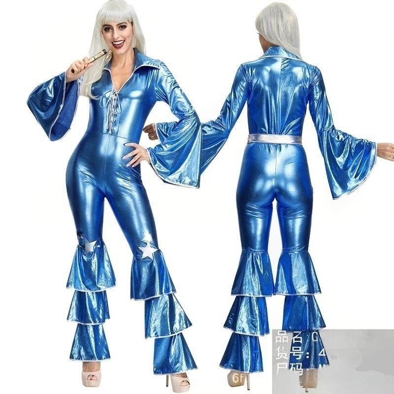 Nouveau en stock – Costume rétro années 70 style hippie pour soirée disco, performance, cosplay, uniforme ou tenue d'Halloween