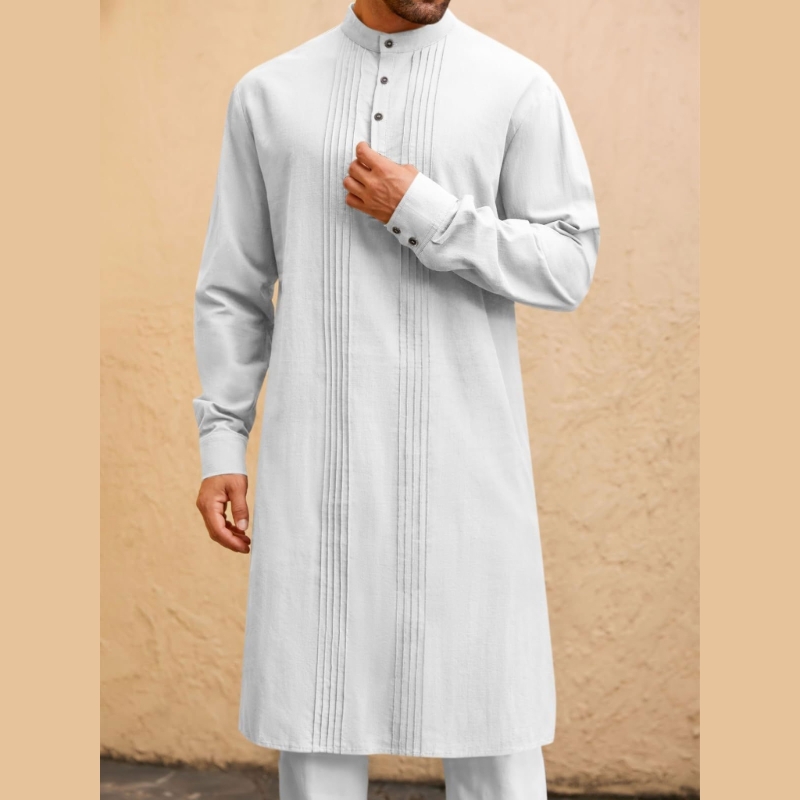 Robe islamique à manches longues G92D pour hommes, offrant une couverture complète élégante lors des cérémonies religieuses des événements sociaux