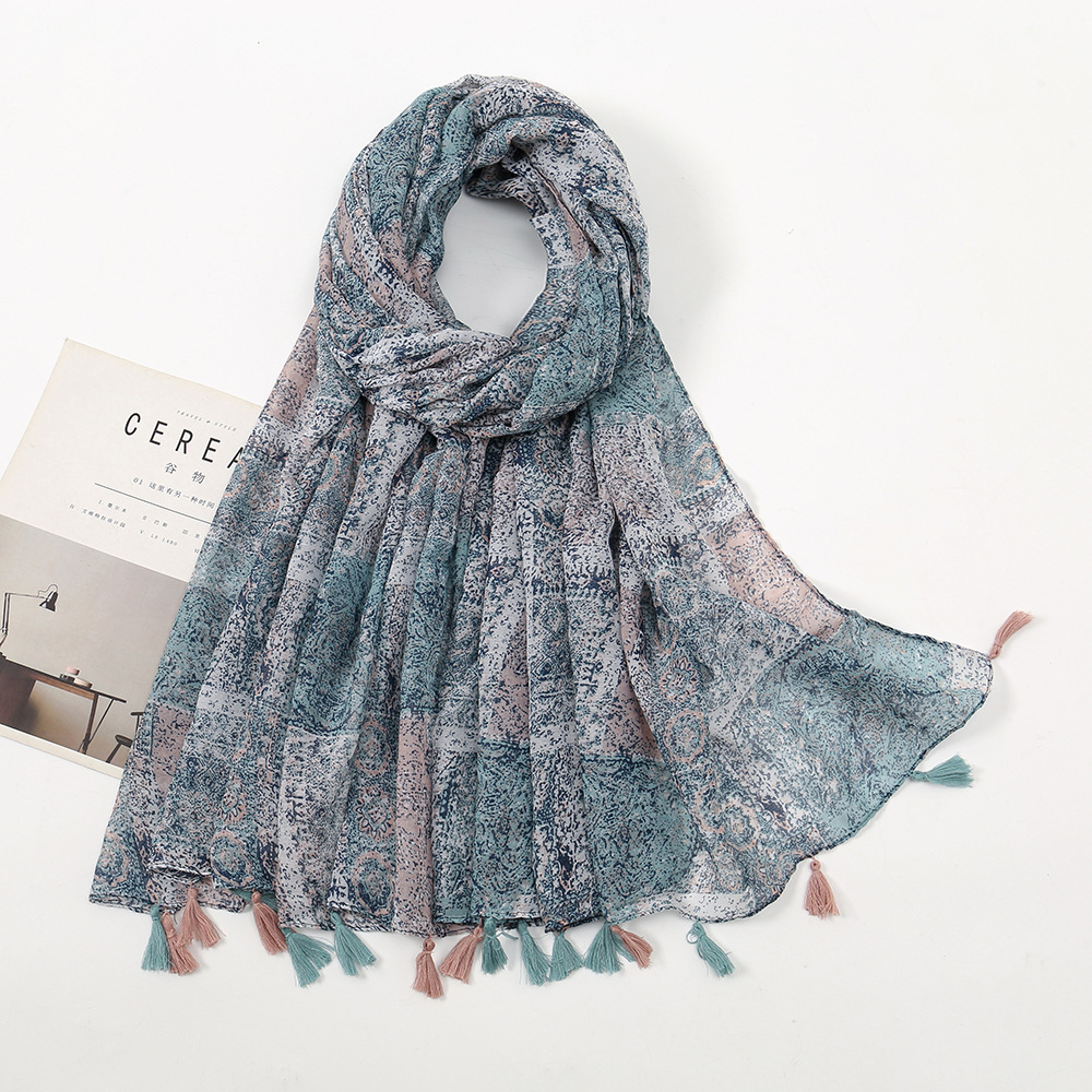 37 Designs Châle Foulard en Viscose à Motifs Paisley Floraux et Franges Fines, Écharpe de Haute Qualité pour Femme, Pashmina, Stola, Hijab Musulman, Sjaal 2026