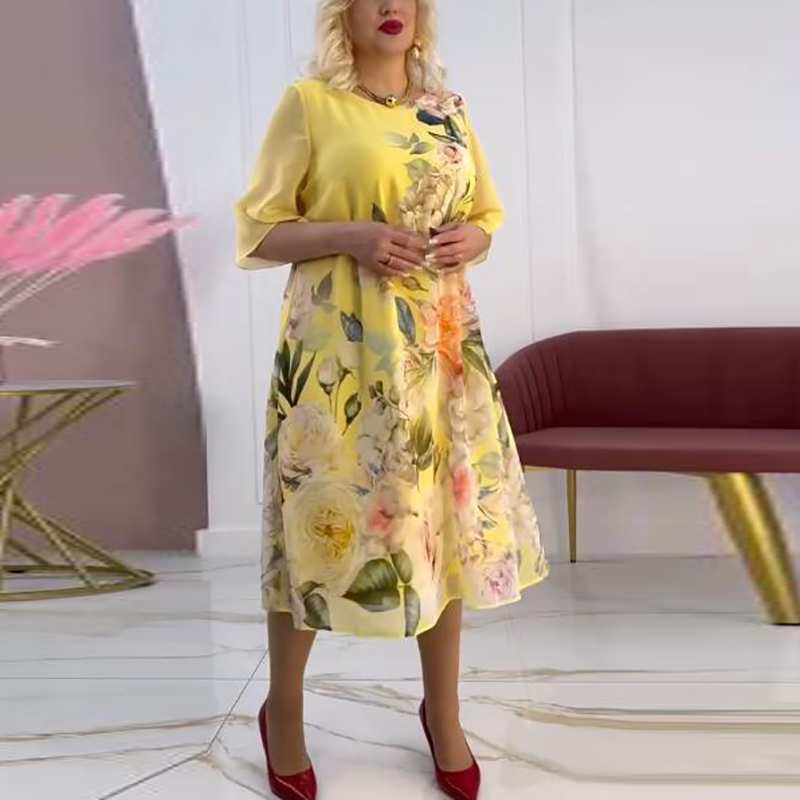 Nouvelle mode robes d'été pour les femmes 2025 plage vacances robe de grande taille femmes décontracté Vintage imprimé fleuri robe de soirée ample Boho