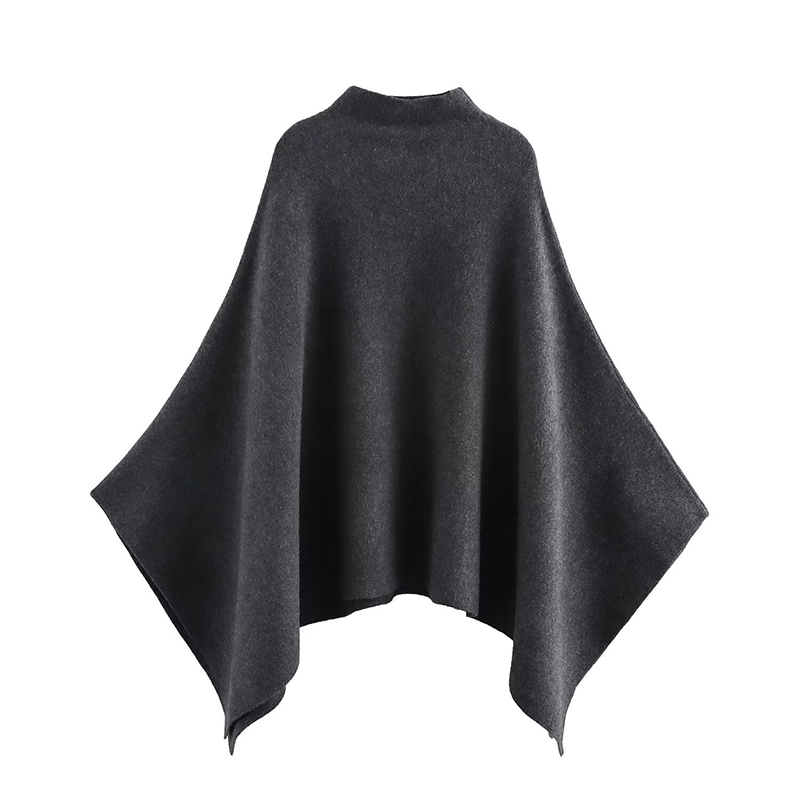Châle rond pour femme, col montant asymétrique, veste cape, cardigan, automne, hiver, printemps