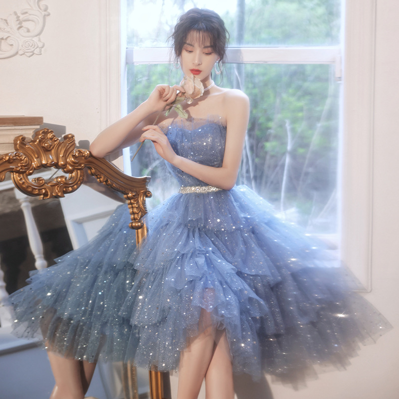 Robe de soirée princesse pour femmes, nouveau tempérament, fête d'anniversaire, Banquet, Super féerique, haut tubulaire, robe de remise de diplôme pour étudiantes, 2023