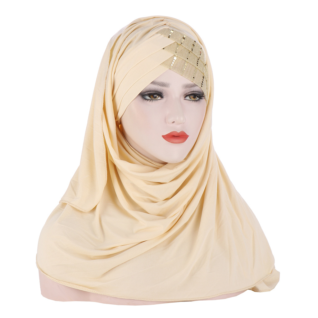 Foulard musulman uni Hijabs châles et enveloppes Femme Musulman Hijab prêt à porter Turban femmes foulards