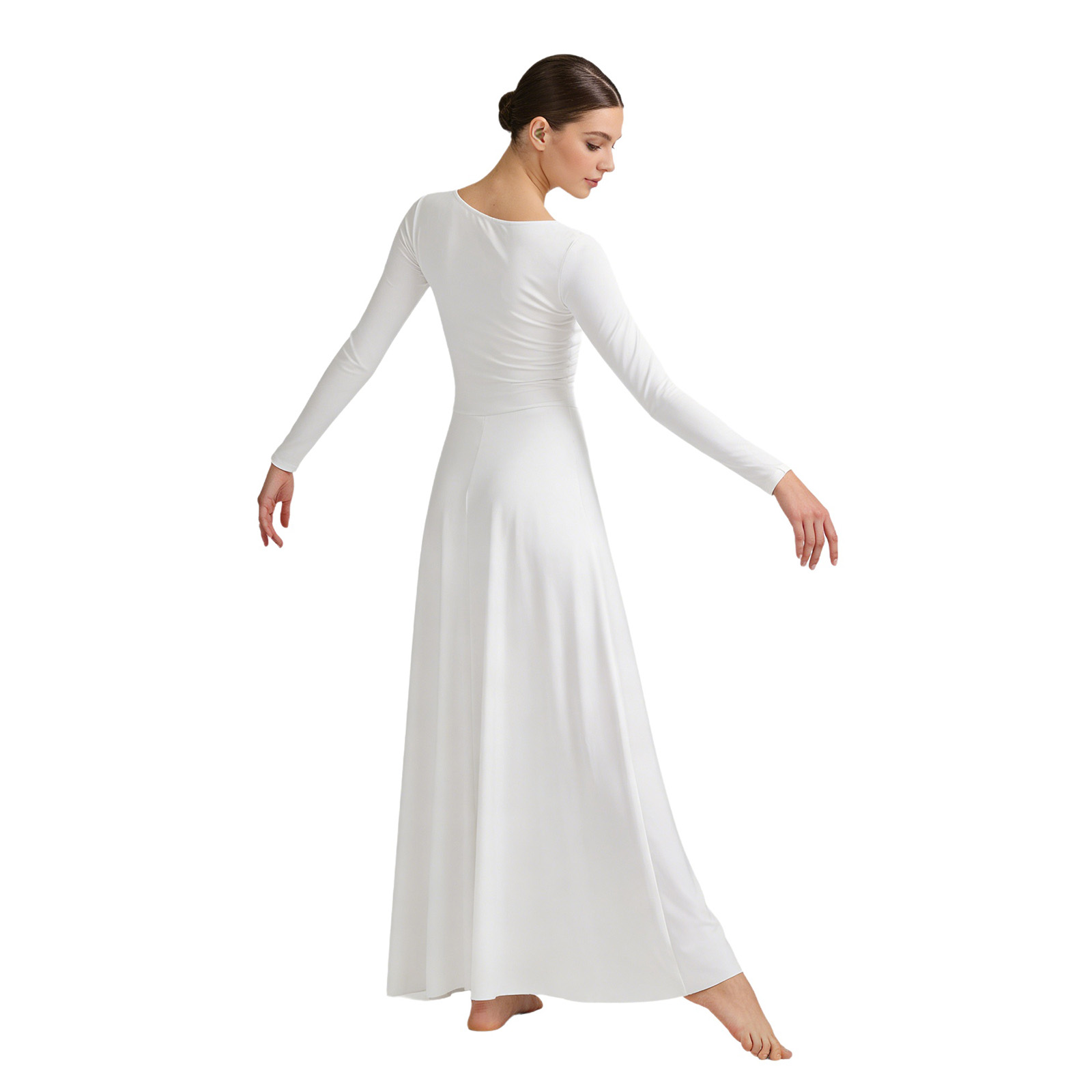 Robe de danse liturgique pour femmes, robe longue à manches longues avec strass, robe tunique pour événements, prière, église, chorale, culte