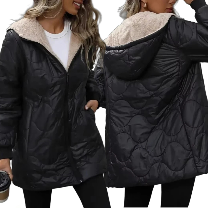 Parka d'hiver pour femme 2026 à capuche mi-longue décontractée et confortable style urbain en polyester rembourré
