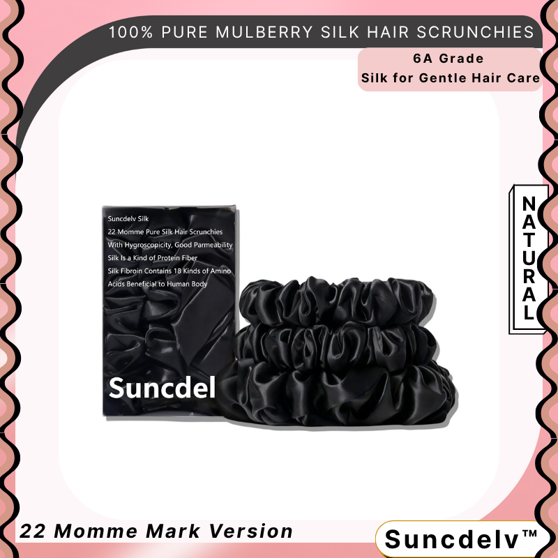 [Chouchous en soie pour cheveux] Ensemble de chouchous pour cheveux 3 pièces 100 % pure soie de mûrier, style minimaliste élégant, bandes pour cheveux de haute qualité.