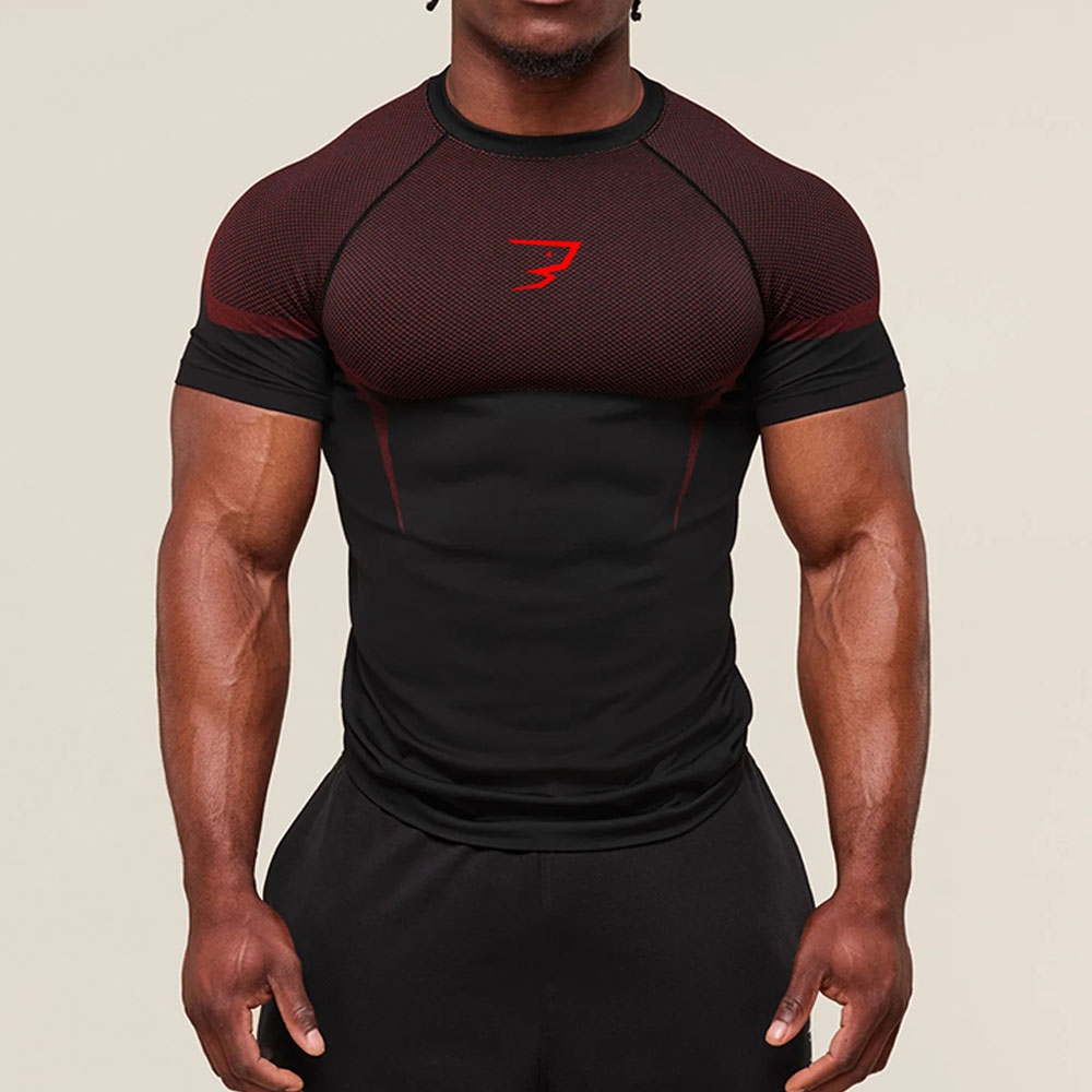 T-shirts pour hommes, t-shirts de course en plein air, hauts de sport pour la gym, vêtements de fitness respirants à séchage rapide, t-shirts d'entraînement ajustés
