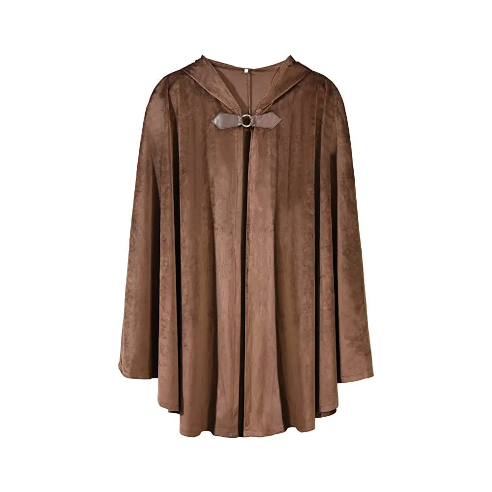 Cape à capuche en daim, Cape de chasseur médiéval, Halloween adulte, magicien guerrier, Robe de chevalier, vêtements de Cosplay, Costume de drame sur scène