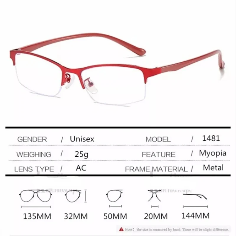 Lunettes de vue pour femmes, demi-montures métalliques, de haute qualité, pour myopie, monture métallique pour femmes