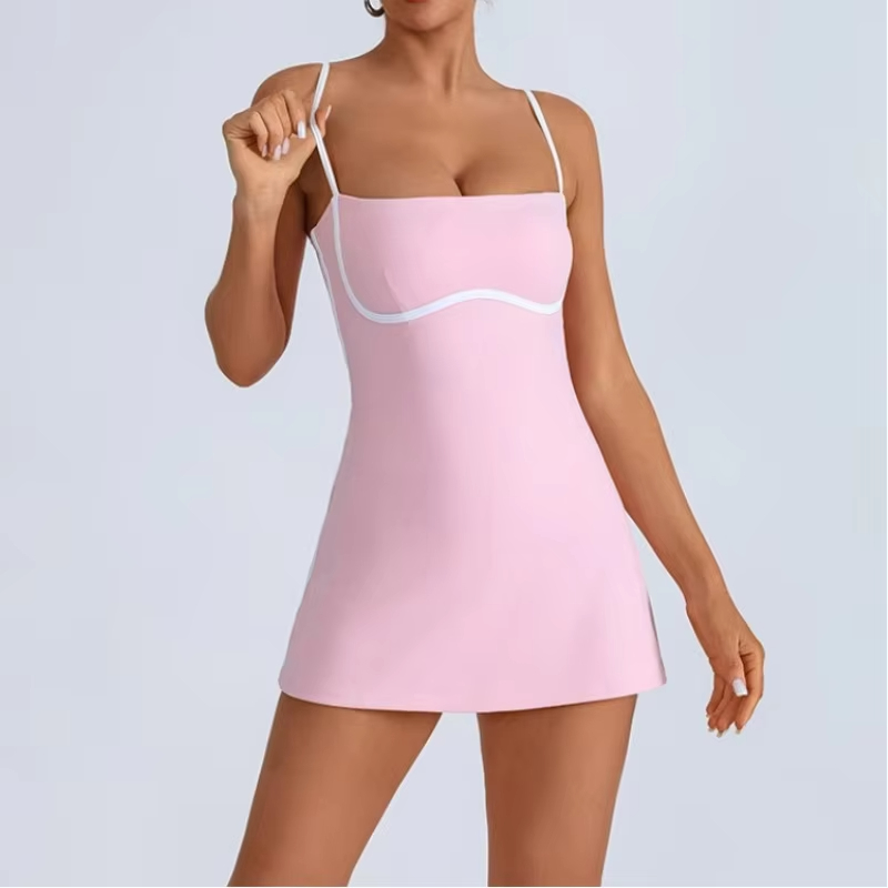 Robe de golf et de tennis avec coussinets, ensemble de sport, yoga pour femmes, vêtements d'entraînement, pickleball, badminton, jupes-shorts, tenue de sport