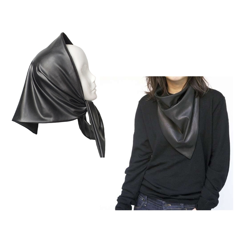 Femmes chaud Long châle hiver enveloppes grandes écharpes Faux cuir écharpe Bandana couvre-tête foulard