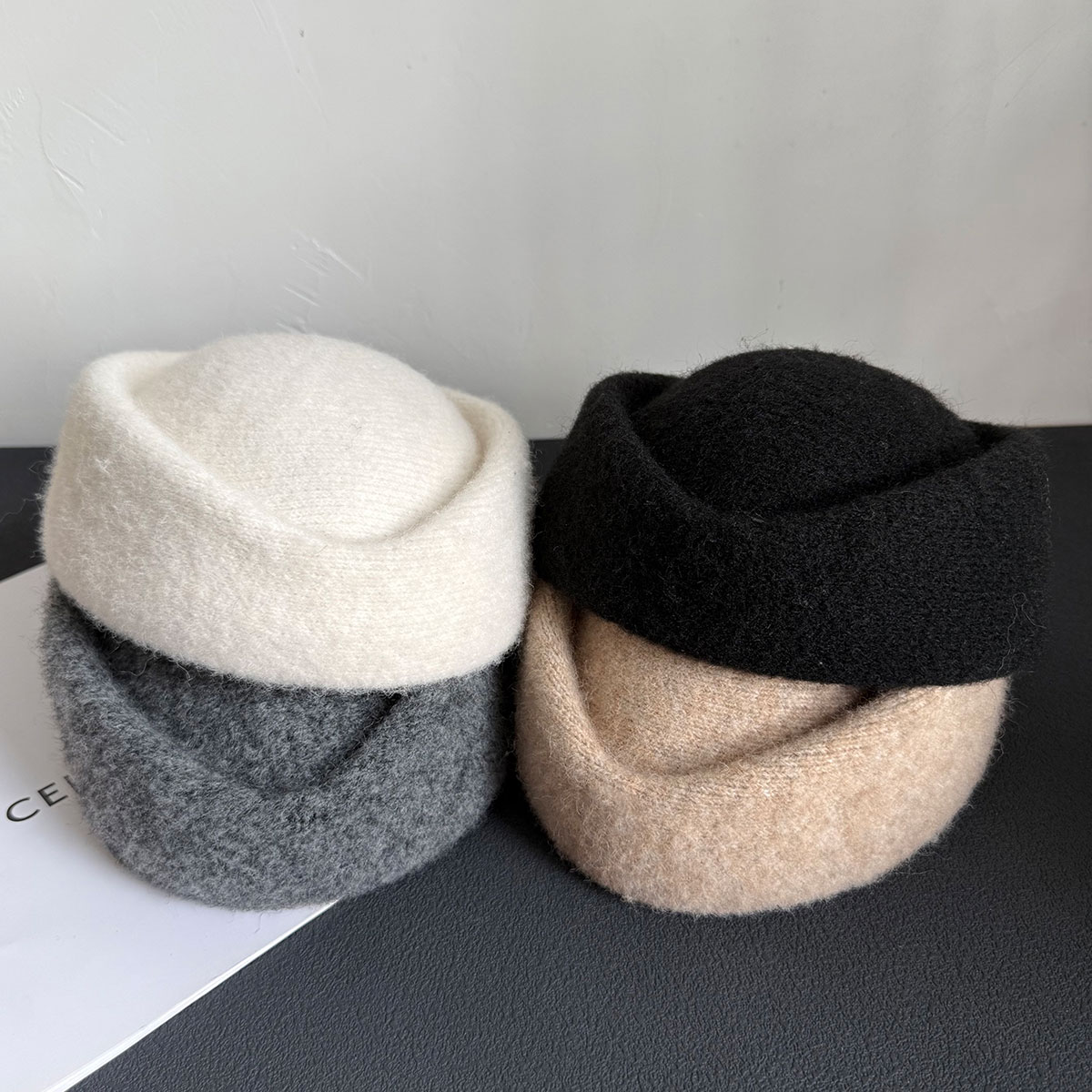 Chapeau Béret Vintage en Laine Mélangée pour Femme, Style Hiver, Chapeau Fascinator d'Église, Chapeau Uniforme d'Hôtesse de l'Air, Chapeau Fedora en Feutre Type Pillbox