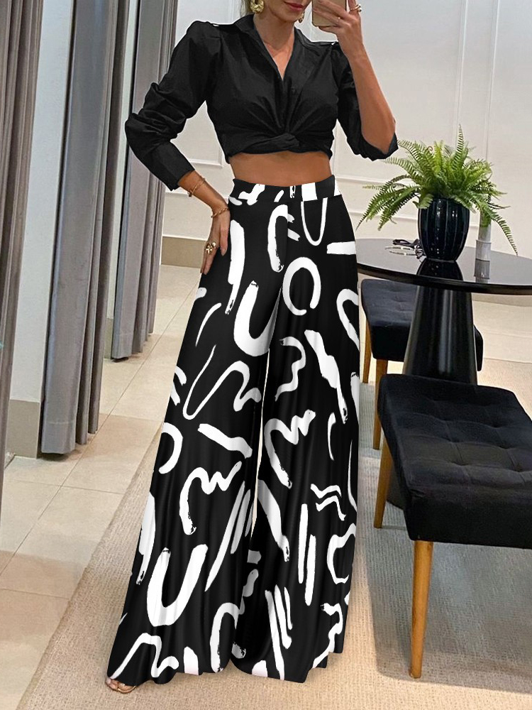 Pantalons femmes taille haute pantalon à jambes larges imprimé pantalon Long ample 2023 nouvelles dames décontracté mode banlieue vacances fête MsChuh