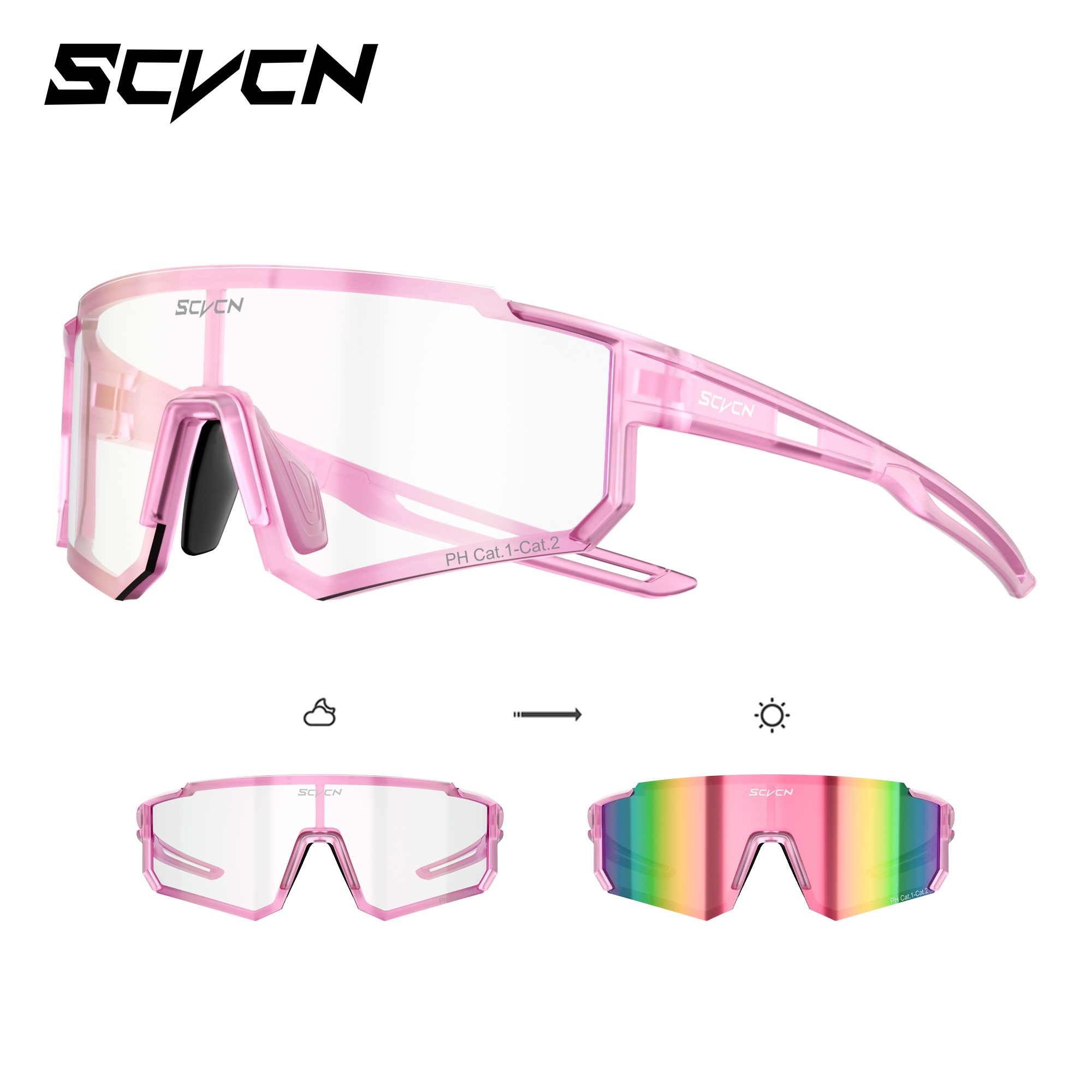 Lunettes de soleil photochromiques SCVCN pour hommes, lunettes de cyclisme, lunettes de VTT et lunettes de randonnée décontractées pour femmes, résistantes au vent