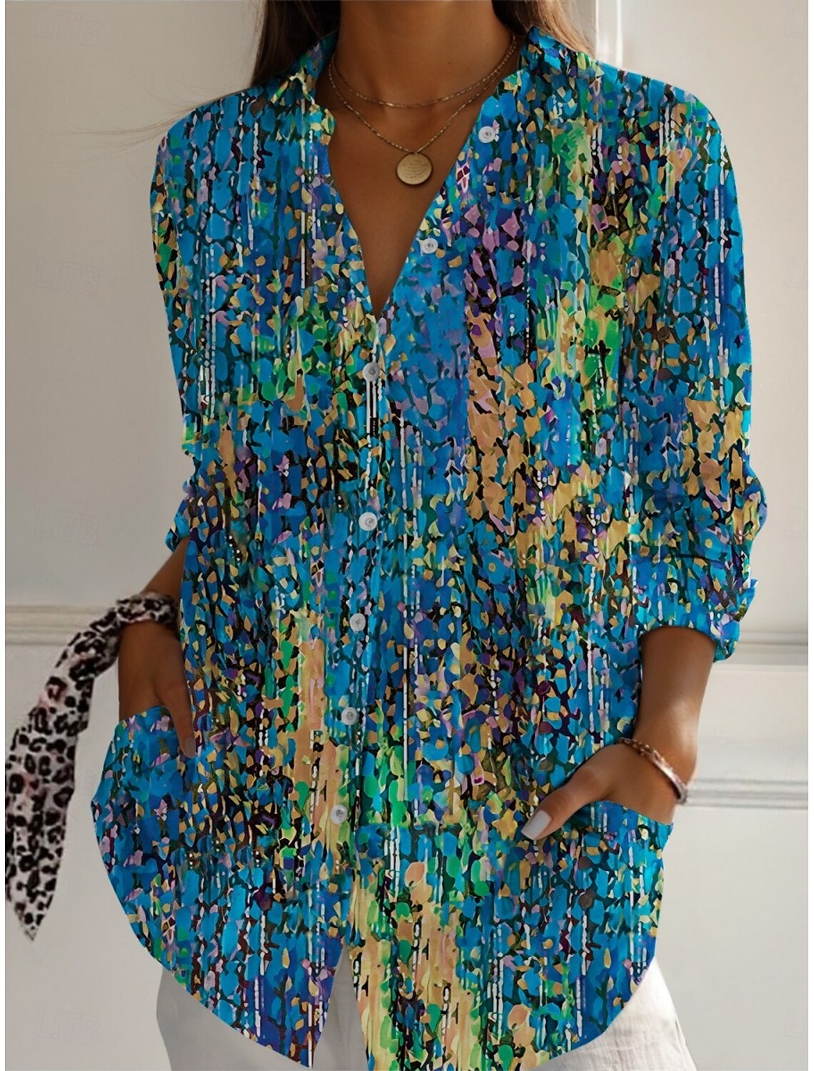 Chemise femme Floral Active Chemisier élégant Col à revers Chemisier Mode Femmes Chemise à manches longues Vêtements pour femmes Vêtements féminins