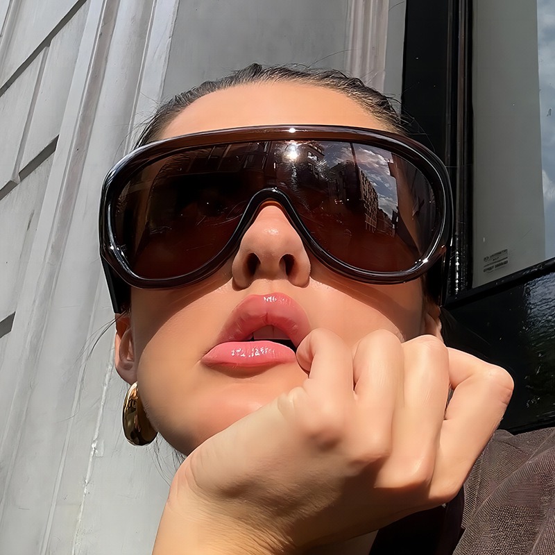 Nouvelles lunettes de soleil de luxe surdimensionnées à la mode pour femmes et hommes, grandes lunettes de sport, lunettes de soleil tendance, protection UV400