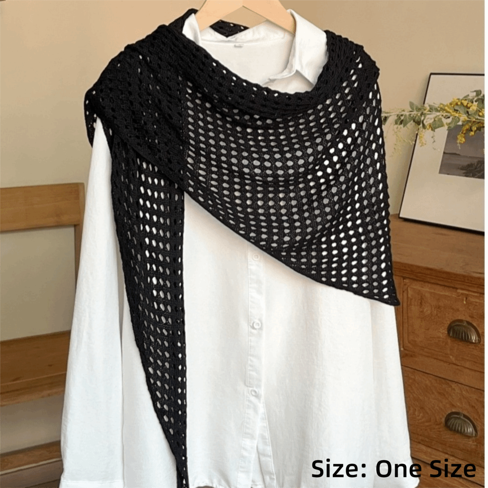 Écharpe triangulaire ajourée tendance, châle respirant en tricot de couleur unie, protection solaire légère pour femme