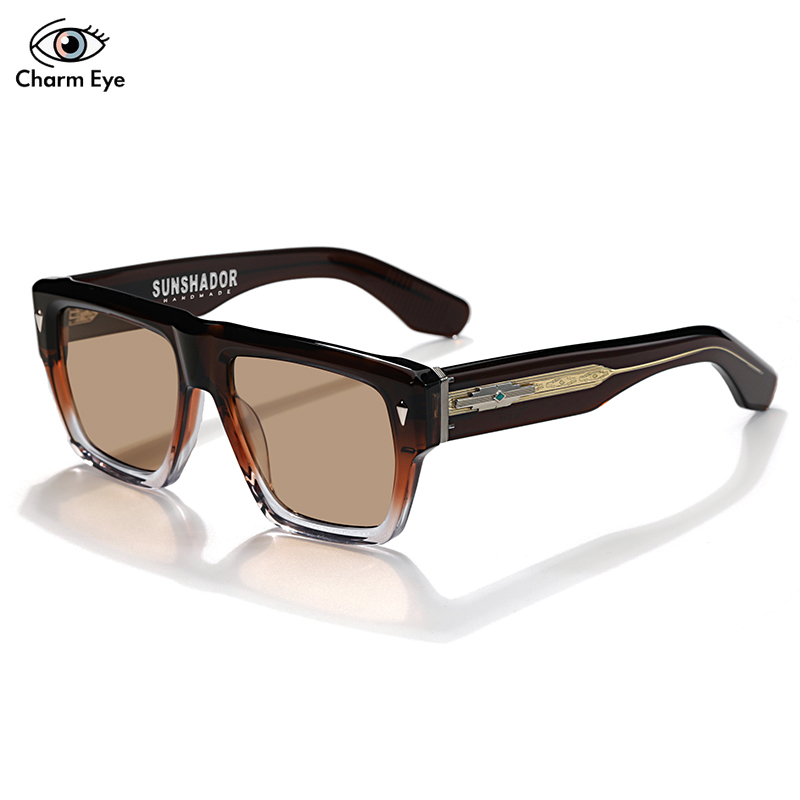 Nouveaux hommes lunettes de soleil cadre vert lentille bleue acétate carré marque de mode SACOMA conduite extérieure UV400 femmes lunettes de soleil de haute qualité