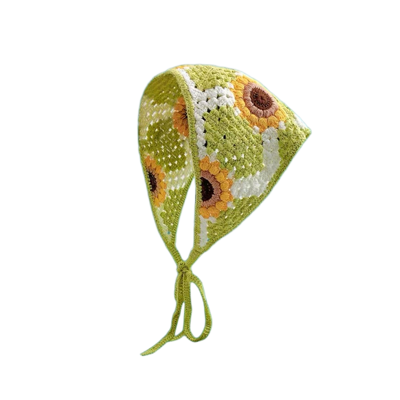 Bandeau pour femmes, accessoires pour cheveux, écharpe triangulaire creuse tricotée au Crochet, à la mode, foulard Floral de Style Girly doux et mignon
