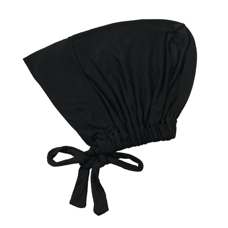 Sous-Hijab Musulman Ajustable à Nouer, Bonnet Intérieur Doux et Extensible de Couleur Unie, Casquette Respirante en Modal pour Femme, Usage Quotidien