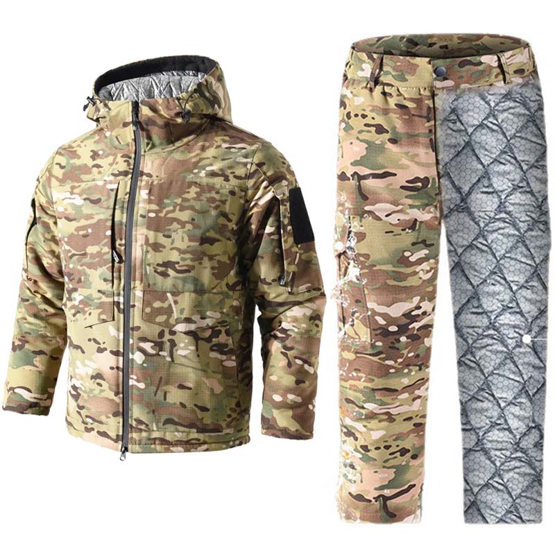 Manteaux chauds à réflexion thermique pour hommes, pantalons Cargo décontractés multi-poches, ensembles tactiques de Camouflage de Combat, pantalons de travail, vêtements masculins, nouvelle collection hiver