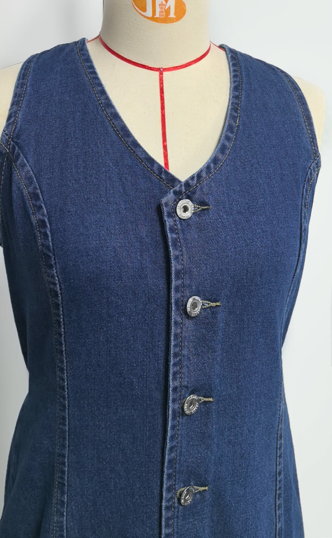 Robe en jean pour femme, mi-longue, style Y2K streetwear, élégante, avec empiècements, col en V, sans manches, taille ajustée, pour soirée, fête ou travail