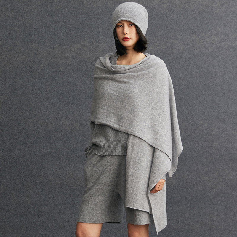 Écharpe de luxe haut de gamme pour femme en 100% cachemire bébé, tricotée, longue, style châle, douce et chaude, pour automne-hiver, modèle basique