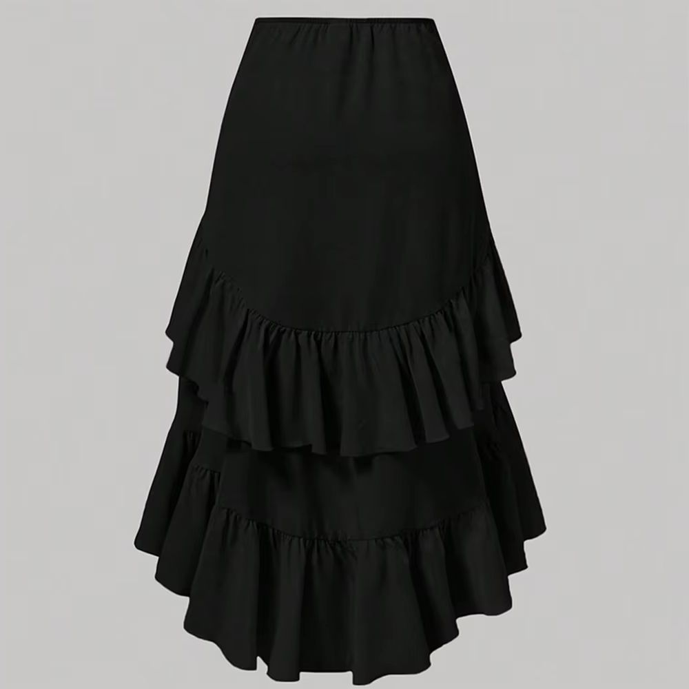 Jupe mi-longue trapèze pour femmes, élégante, asymétrique, Design à volants, décontractée, cordon de serrage à la taille, pour les vacances, usage quotidien, été