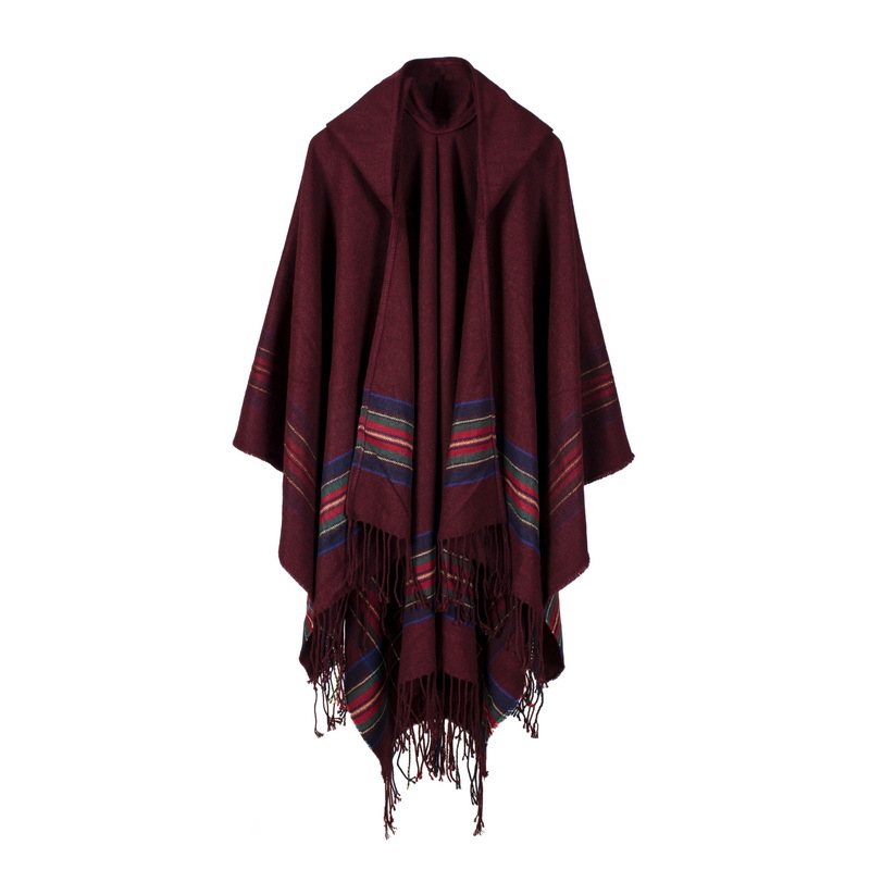 Nouveau design 100% foulard acrylique femme automne/hiver chaud mode cape poncho 130*150CM noir/gris/vin rouge/kaki tippet châle