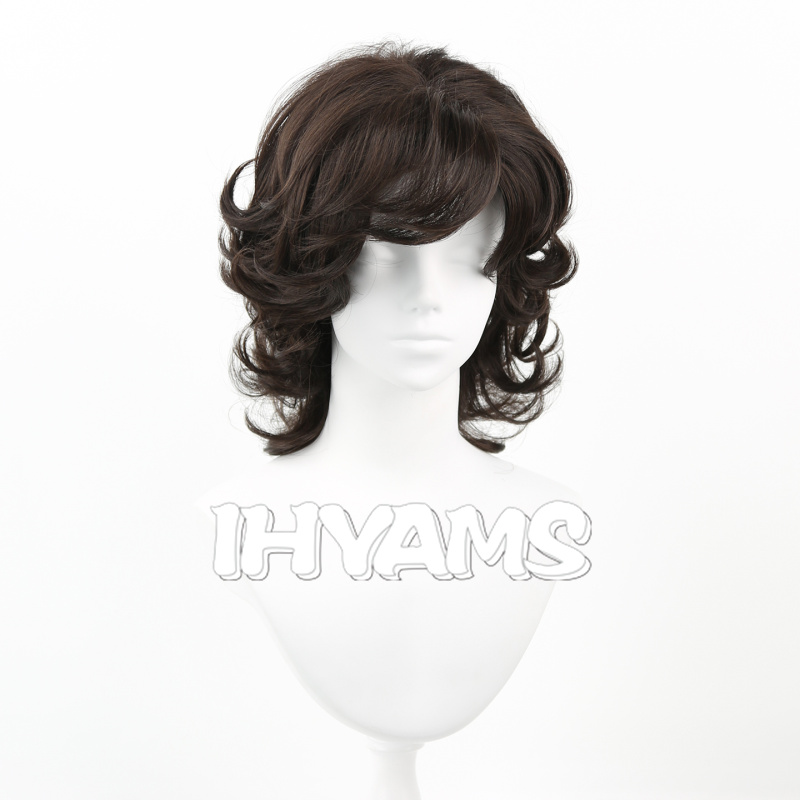 Hip Hop Cool mulet cheveux marron court mulet Cosplay perruques queue de loup coiffure bouclés synthétique fibre résistante à la chaleur
