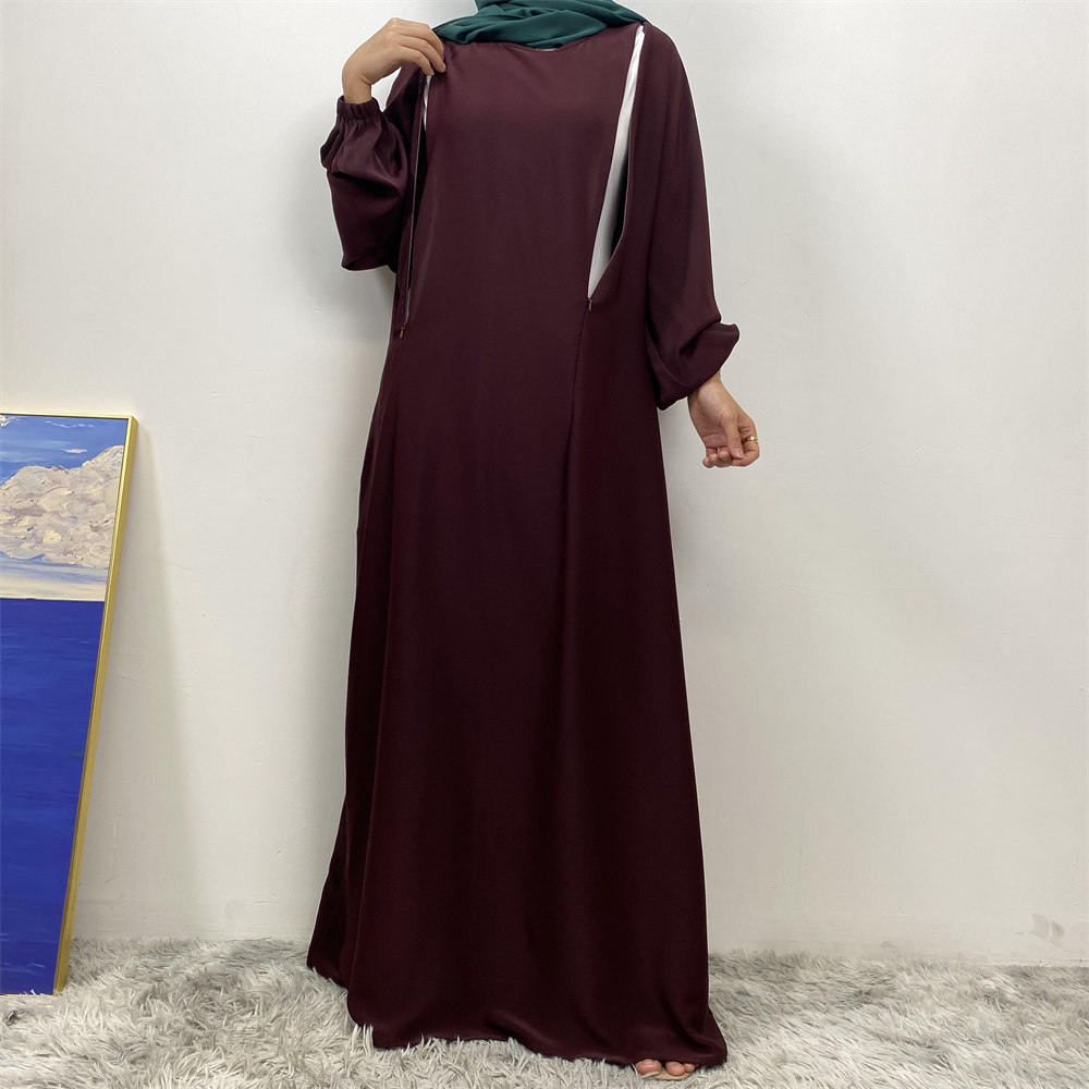 Robe longue ajustée à manches longues pour l'allaitement, style musulman, mode Dubaï Moyen-Orient, vêtement islamique populaire pour femme