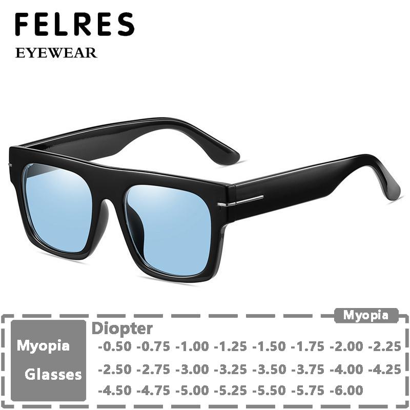 Lunettes de soleil myopie bleues hommes classique carré teinté myope ombre lunettes concepteur femmes conduite en plein air lunettes de soleil-1,5