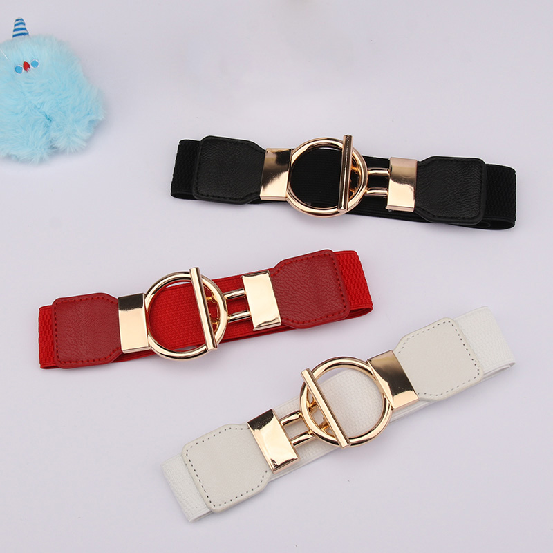 Ceinture à boucle ronde pour femmes, ceinture élastique Simple de 4cm de large, cintré à la taille de tempérament décoratif