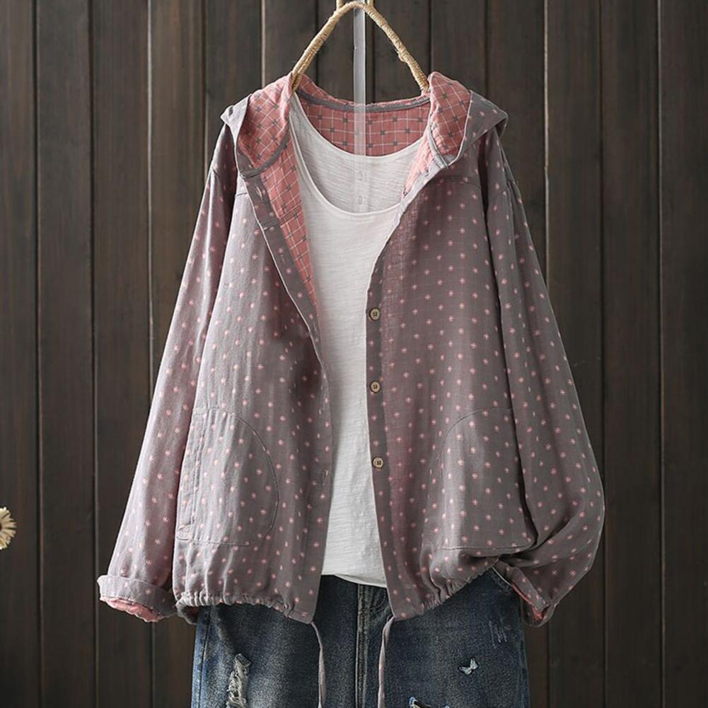 Veste en coton pour femmes, veste de printemps élégante à capuche avec ourlet à cordon de serrage, fermeture à glissière pour vêtements d'extérieur pour femmes