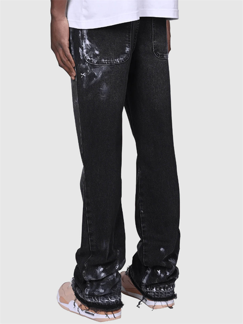 2025 hommes mode rue jean droit pantalon de travail Style Punk vêtements de travail élastique Patchwork quatre saisons décontracté Denim couches pantalon