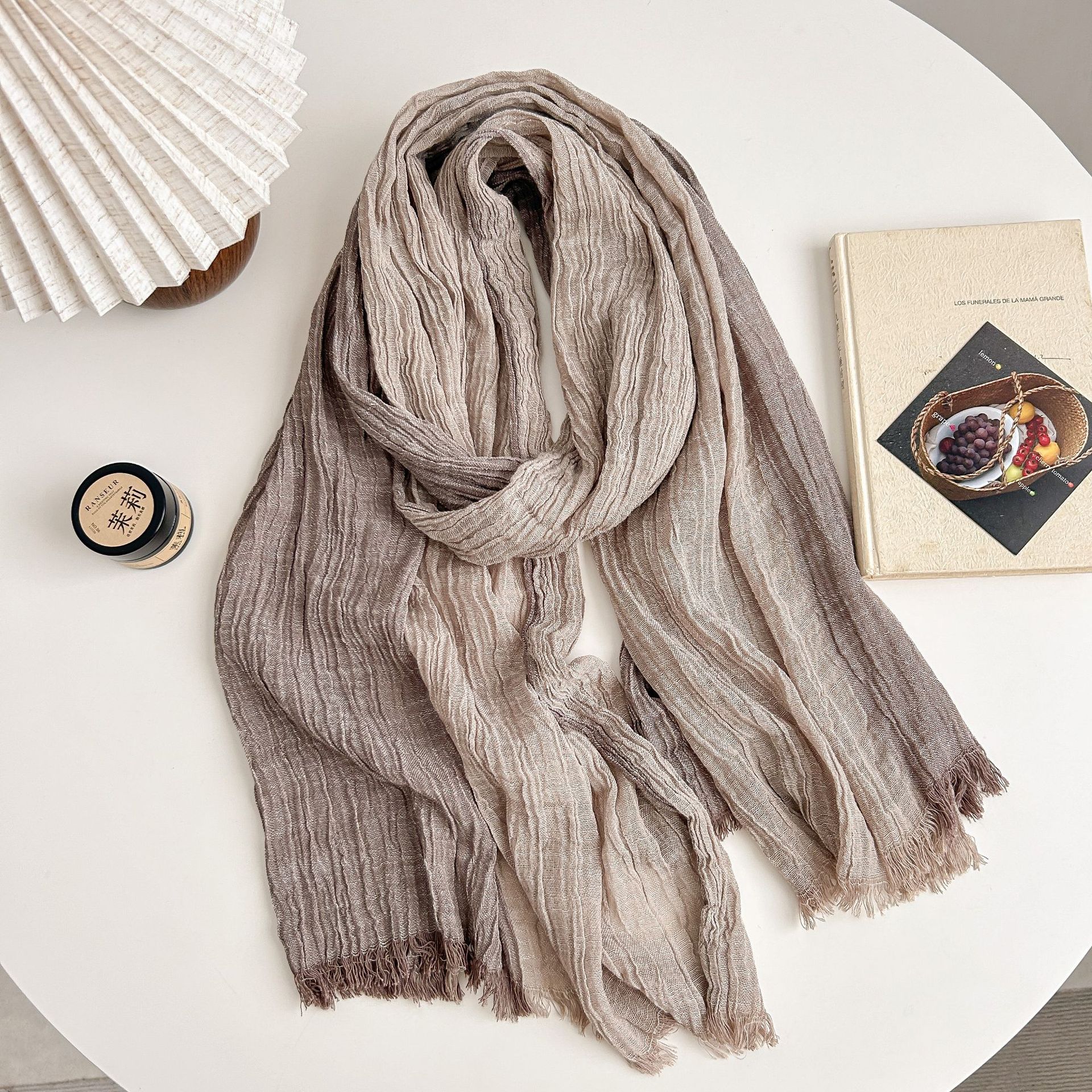 Écharpe rayée en coton et lin pour hommes, automne hiver, Patchwork, foulard chaud, accessoires masculins, châle Bufanda