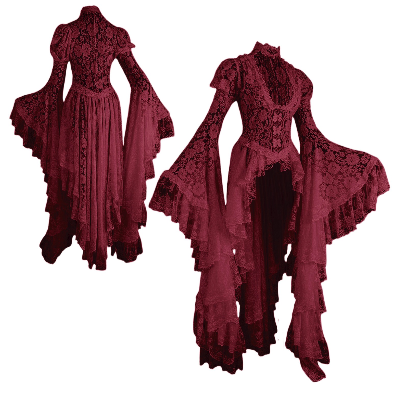 Robe décontractée à manches évasées pour femmes, rétro, cour médiévale, robes de soirée longues irrégulières, Costumes d'halloween