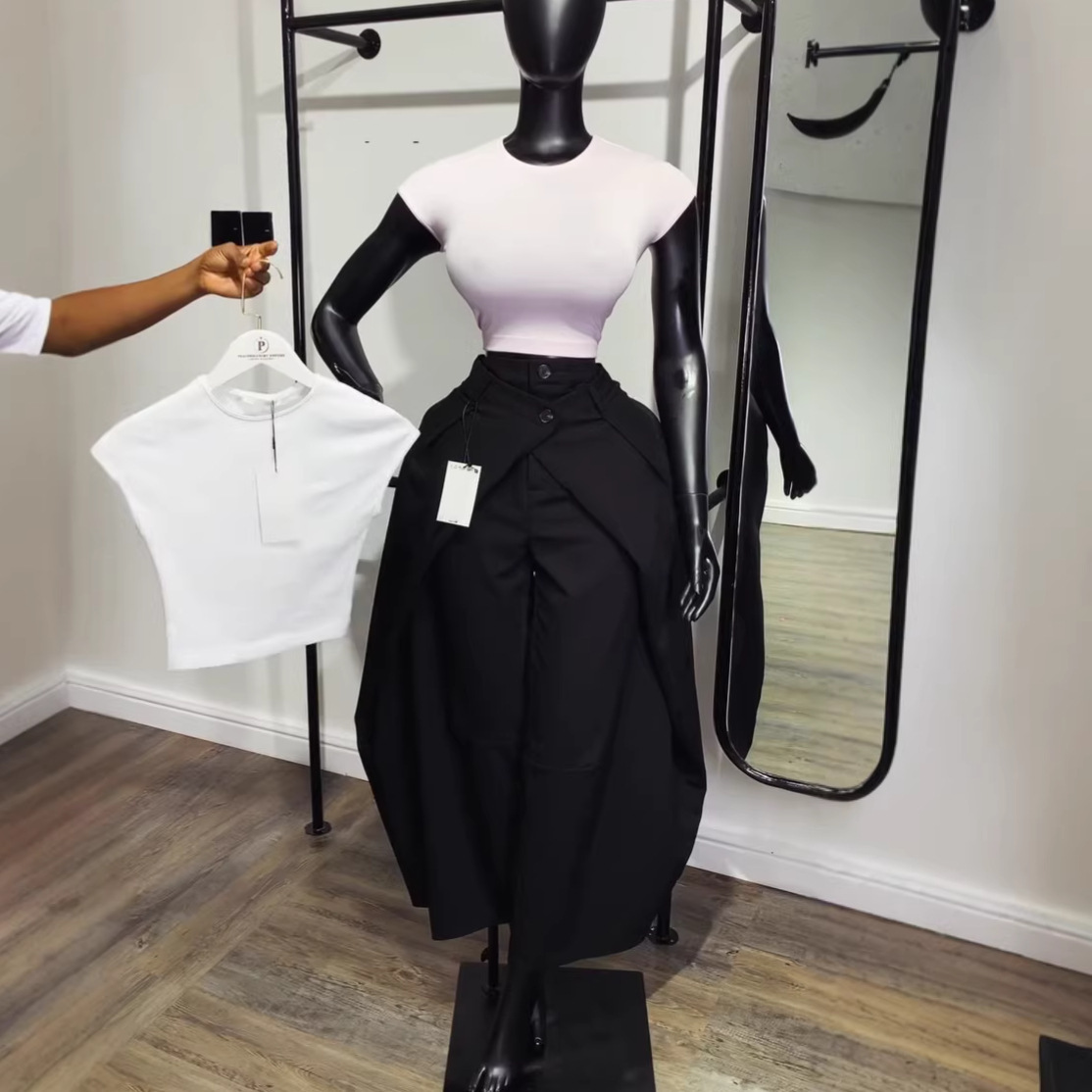 Pantalon large pour femme, coupe slim, taille haute, droit, style Y2K, streetwear élégant, décontracté, été 2026