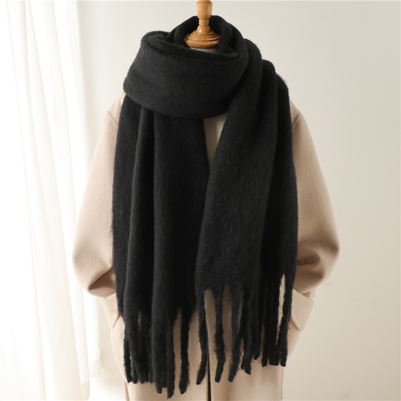 Écharpe d'hiver pour femmes cachemire chaud solide Pashmina couverture enveloppes femme épais doux Bufanda grand gland châle Long Poncho Echarpe