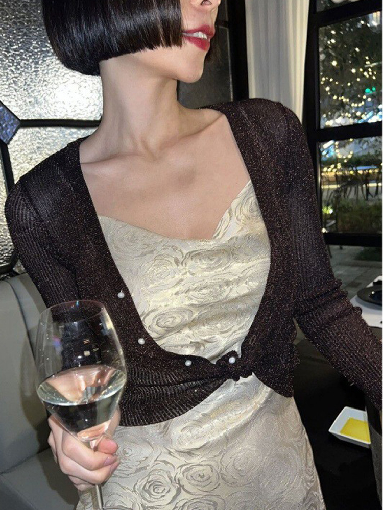 Cardigan à manches longues et col en V pour femmes, vêtements décontractés, mince, élastique, à lacets, doux, mode coréenne, été, 03/avocat, 2023