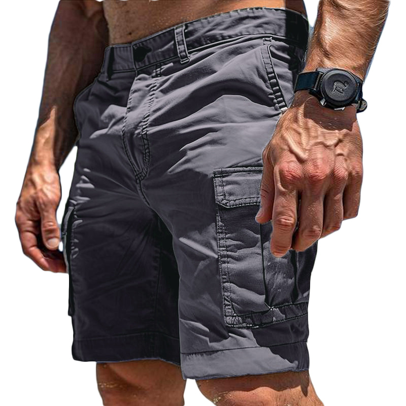 Shorts décontractés de plage pour hommes, multi-poches, cargo, respirants, amples, droits, couleur unie, résistants à l'usure, pour l'été